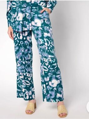 Brandis Dress Out Loud Palazzo Pants Tie-Dye Floral Print Size XL Petite NWT QVC